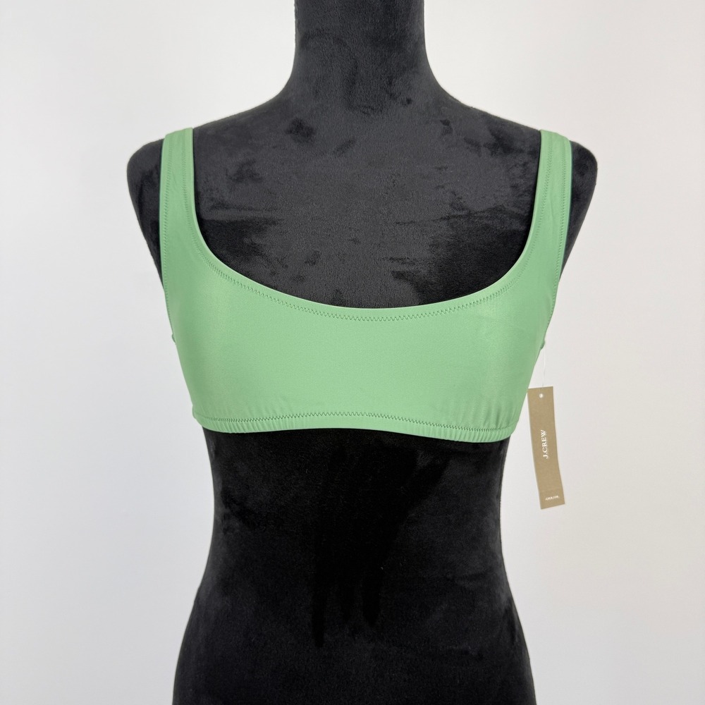 J. Crew Heritage Scoopneck Bikini Top Size Medium Green Adjustable Back Hook‎